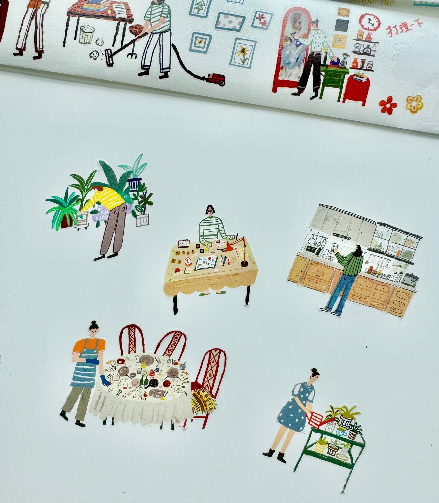 NEW! Wanle Studio - Doing the Chores | Kiss-cut | 5cm Tape | Release Paper | 6M