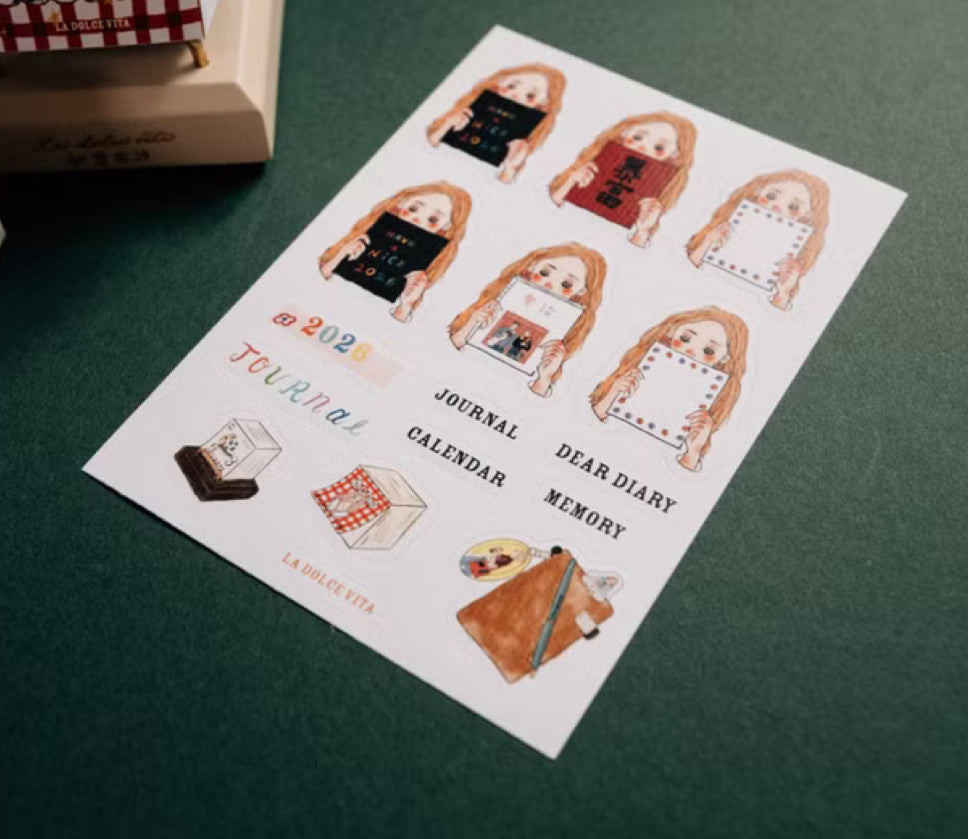 NEW! La Dolce Vita - 2026 Journals | Kiss-cut | 1 Sheet | Sticker