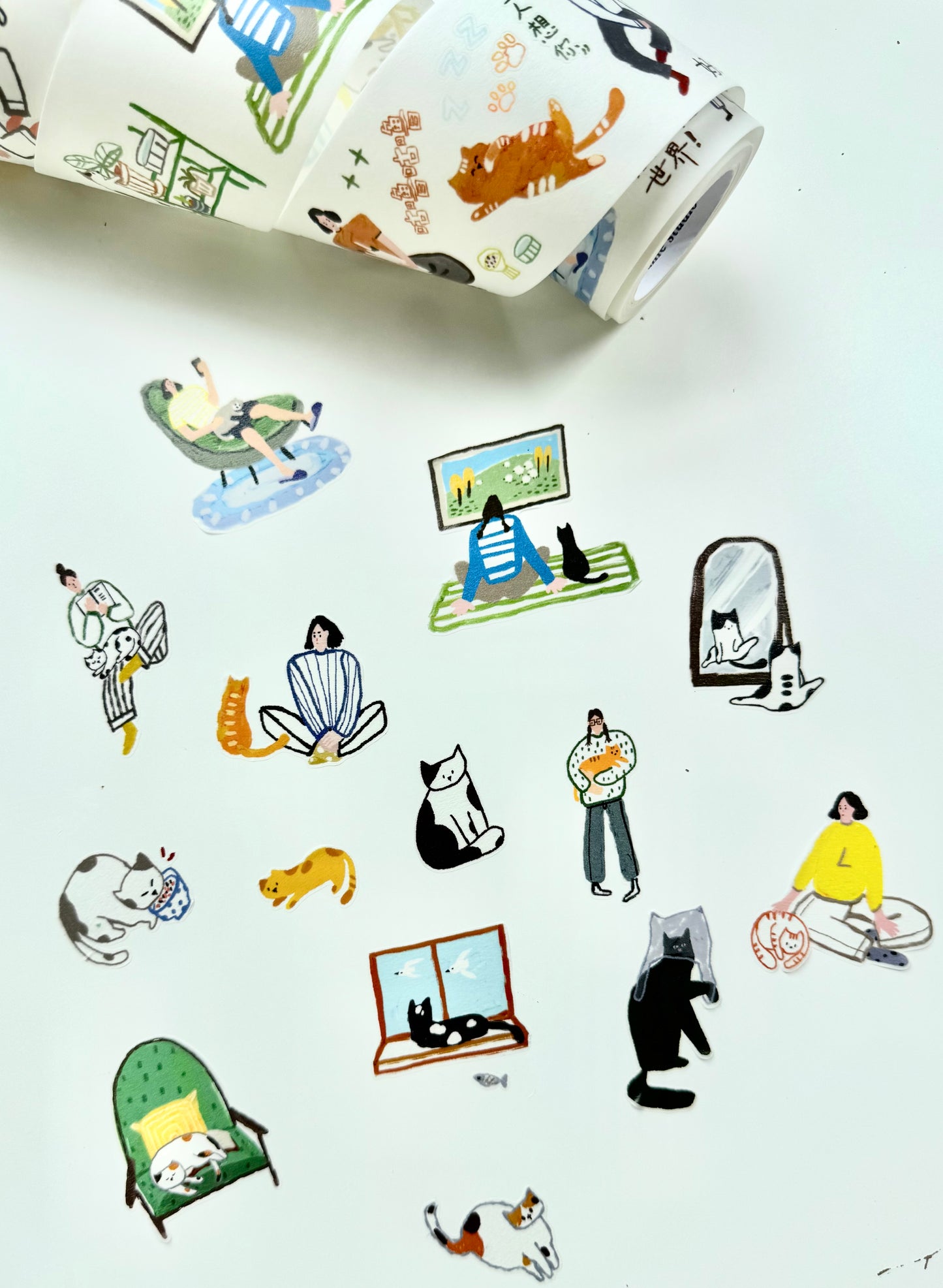 NEW! Wanle Studio - My everyday life with cat | Kiss-cut | 5cm Tape | Release Paper | 6M