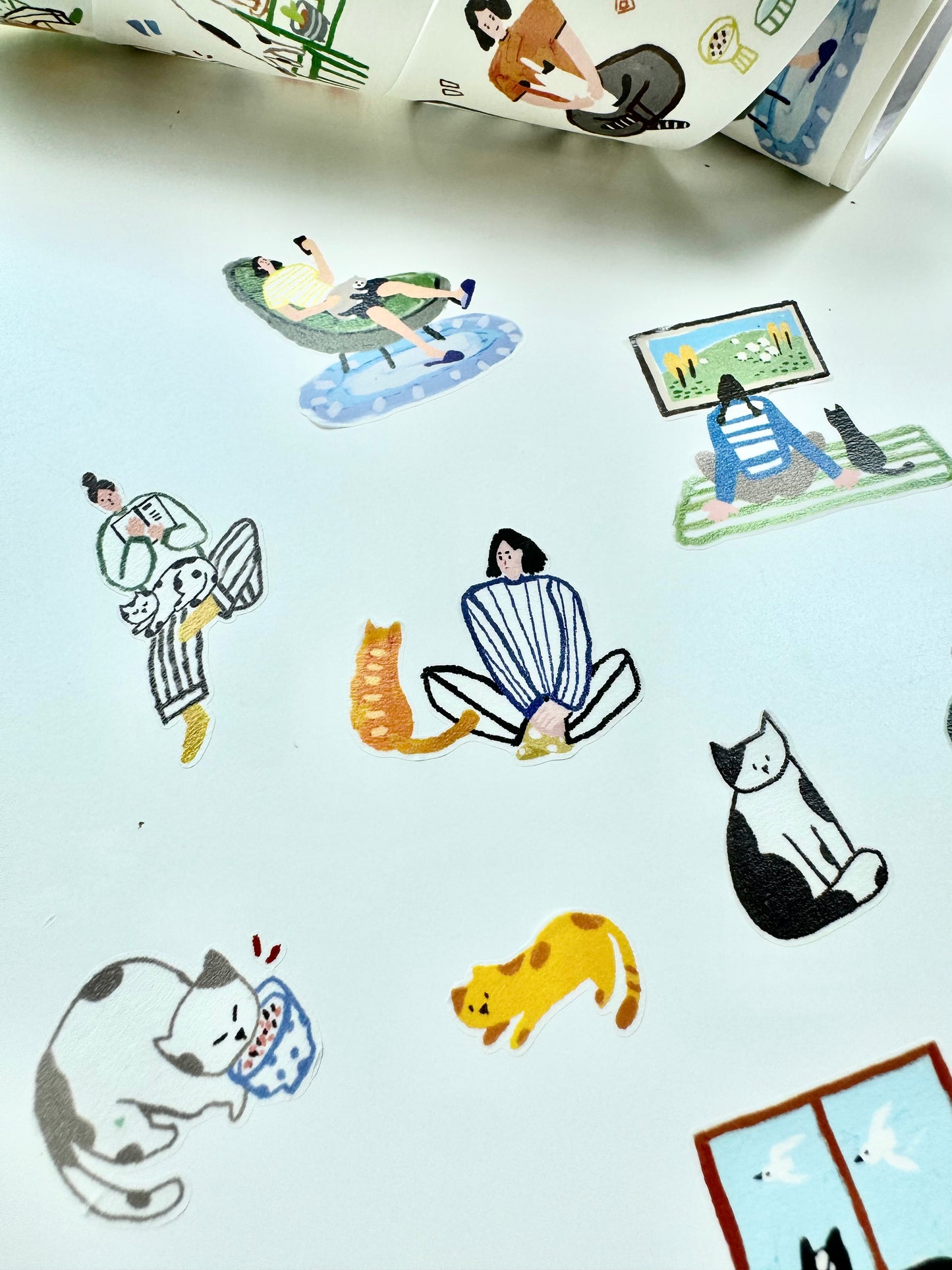 NEW! Wanle Studio - My everyday life with cat | Kiss-cut | 5cm Tape | Release Paper | 6M