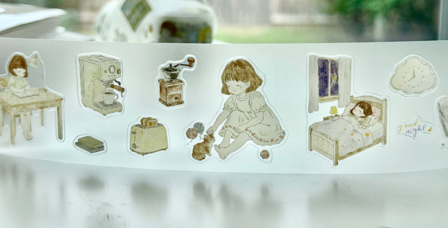 NEW! Jennyuanzi Studio - Girl Living Alone | Kiss-cut | 4.5cm Tape | Release Paper | 5M