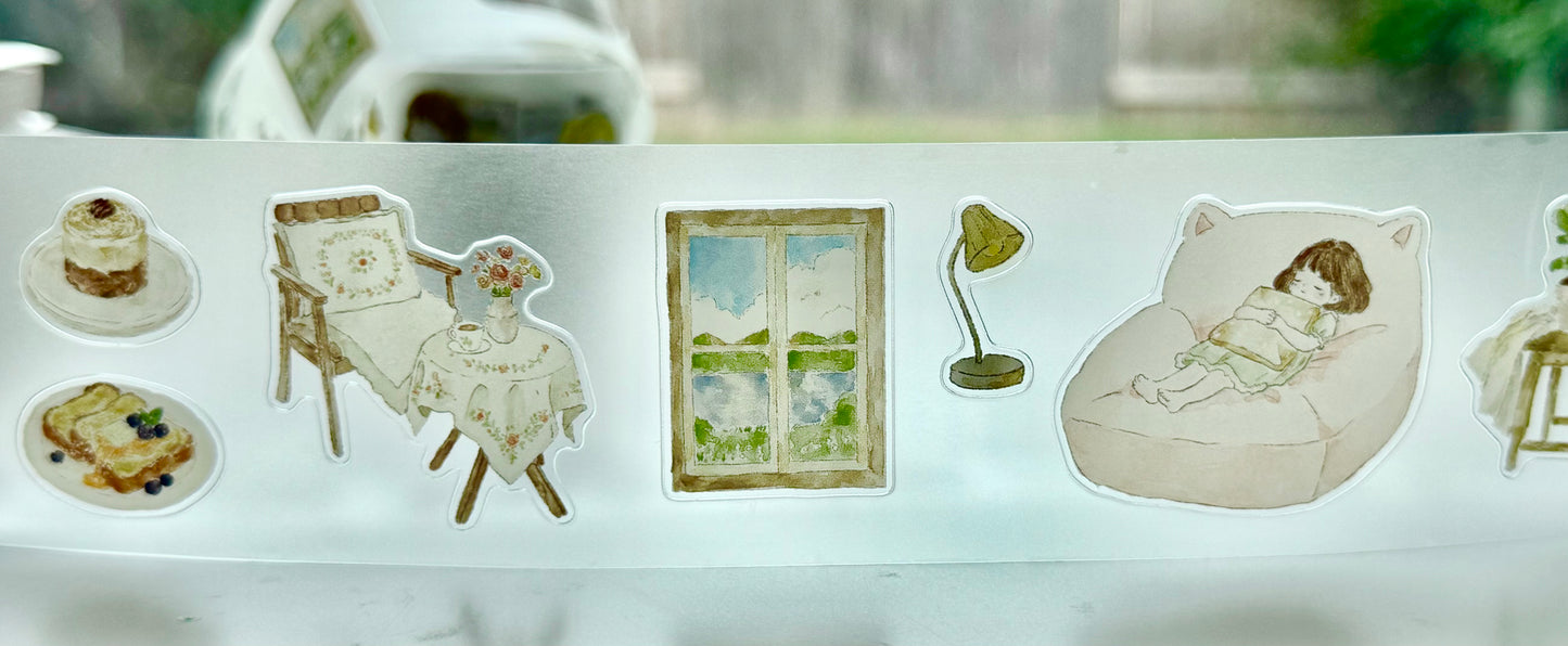 NEW! Jennyuanzi Studio - Girl Living Alone | Kiss-cut | 4.5cm Tape | Release Paper | 5M