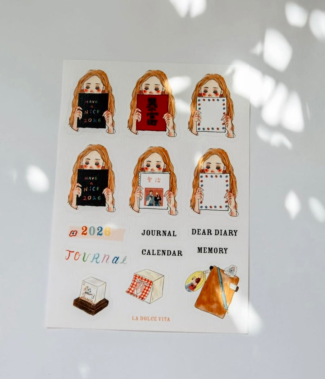 NEW! La Dolce Vita - 2026 Journals | Kiss-cut | 1 Sheet | Sticker