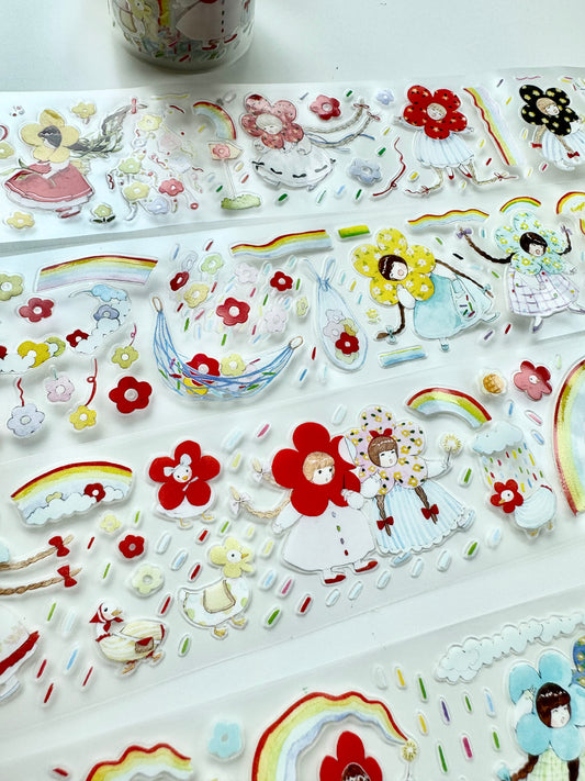 NEW! Cute Design Lab - Flower Rain | Kiss-cut | 4.5cm PET Tape | Release Paper | 5M