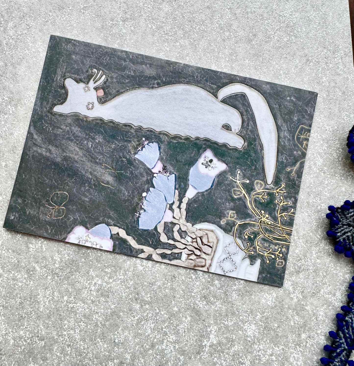 NEW! Misshoegg - A cat by the flower pot | Silver Foil | Postcard | Journaling Accessories