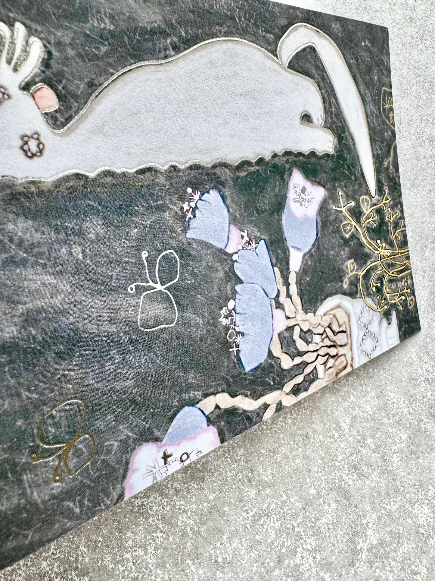 NEW! Misshoegg - A cat by the flower pot | Silver Foil | Postcard | Journaling Accessories