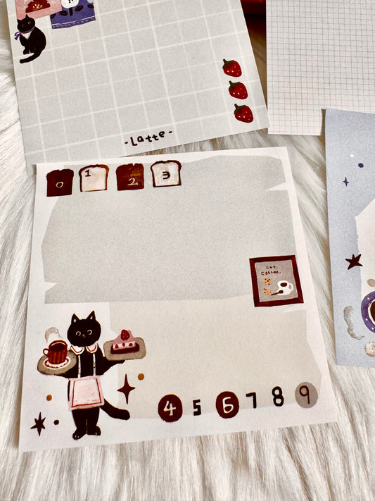 Lacreme - Cat Cafe | 60pcs Memo Pad | Ephemera Paper