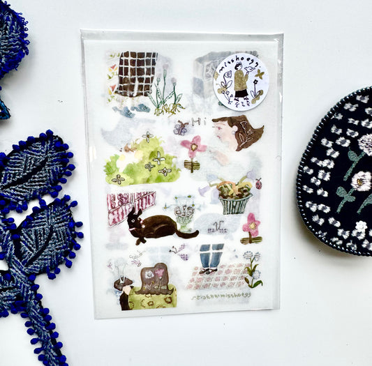 NEW! Misshoegg - Watercolor - Corner Garden | 2 Sheets | Transfer Sticker