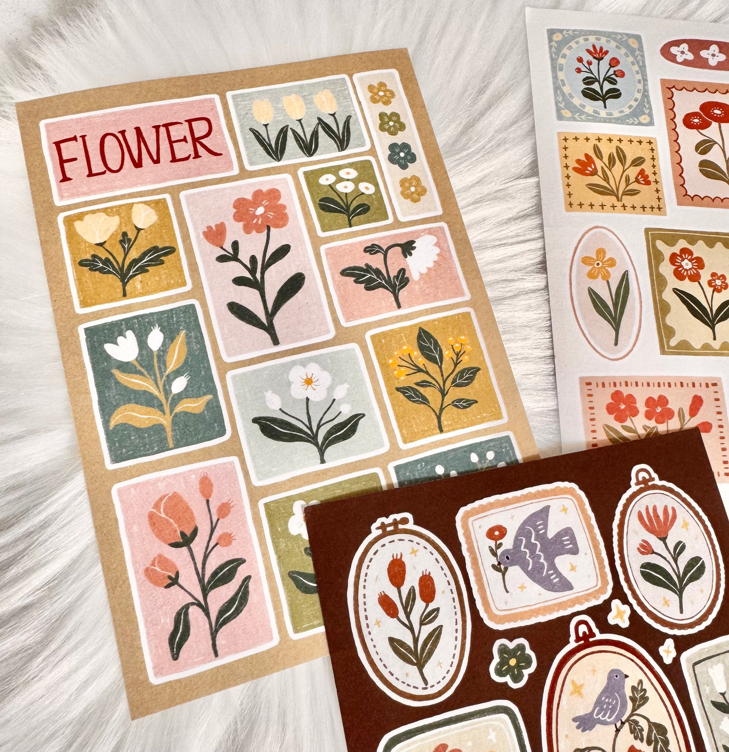 NEW! Yier Studio - Embroidered Flower  | Die Cut | 4 Sheets Sticker