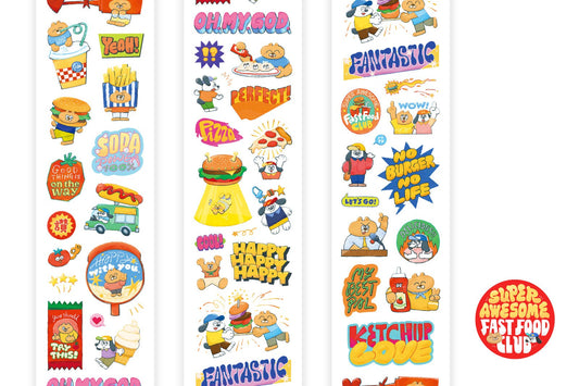 NEW! OURS - Super Awesome Fast Food Club | Kiss-cut | 5.6cm PET Tape | Release Paper | 3M