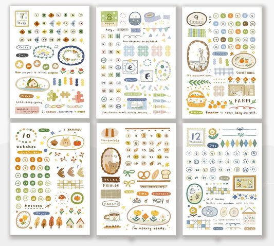 Orange Studio - Sticker | Washi Paper Sticker | 6 Sheets Sticker