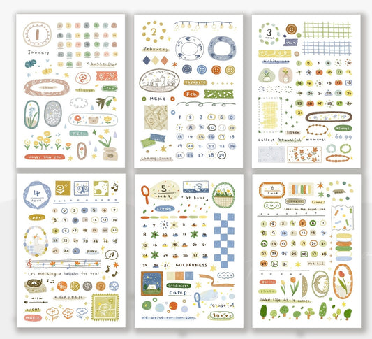 Orange Studio - Sticker | Washi Paper Sticker | 6 Sheets Sticker