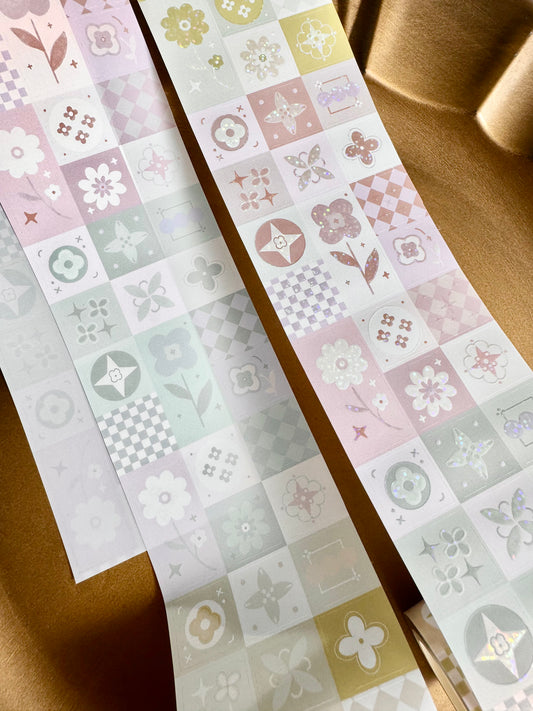 NEW! Freckles Tea Vol.4 - Floral Tile  | Kiss-cut | 6cm Tape |  Release Paper | 5M