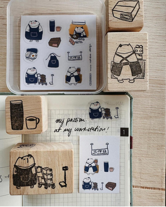 Catdoo - My Workstation I - Coffee & Packing | Rubber Stamp set