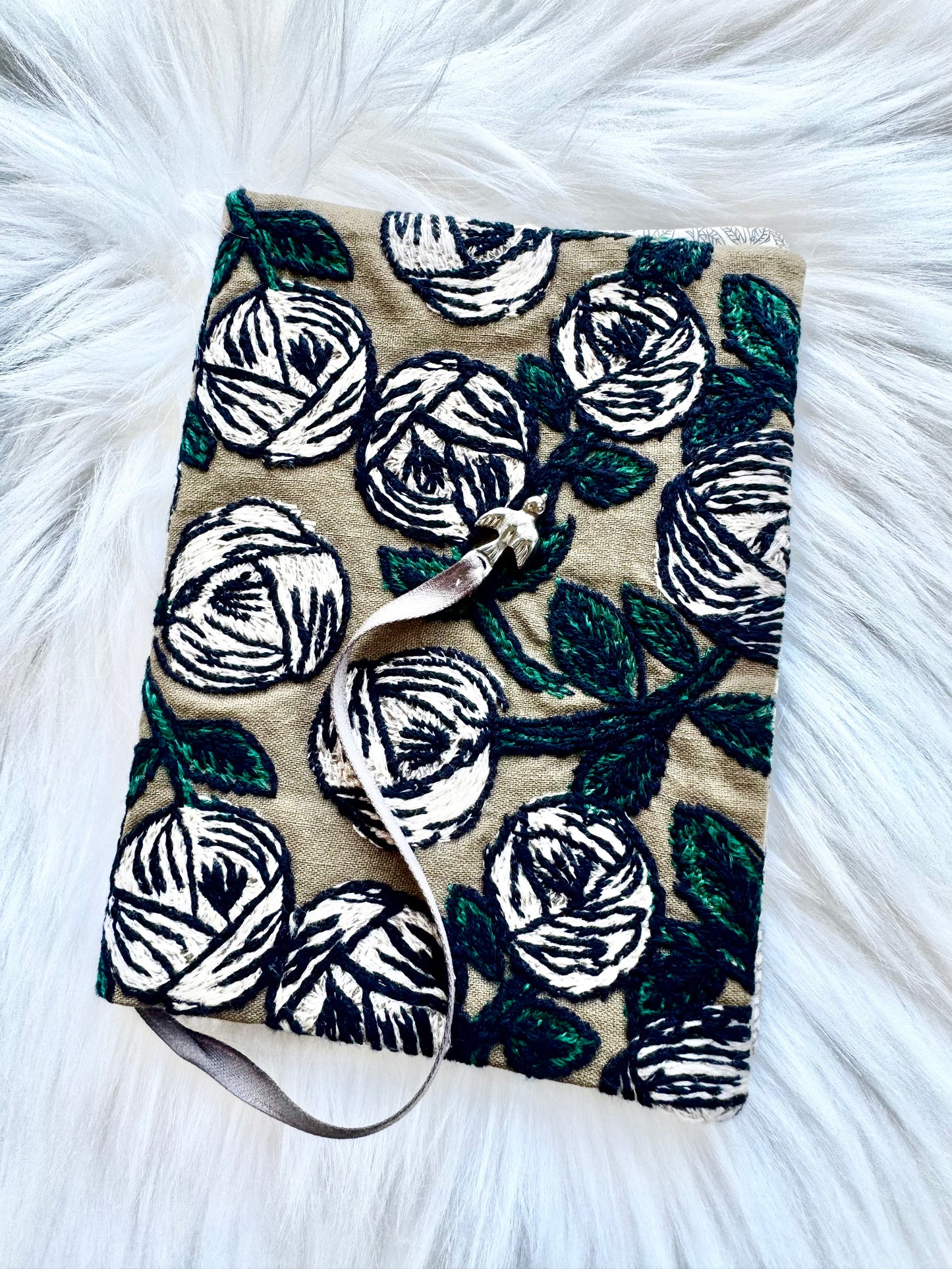ESH Exclusive Collection - Rosy Embroidery | Notebook Pouch/ Cover | Handmade Products | mina perhonen Fabric