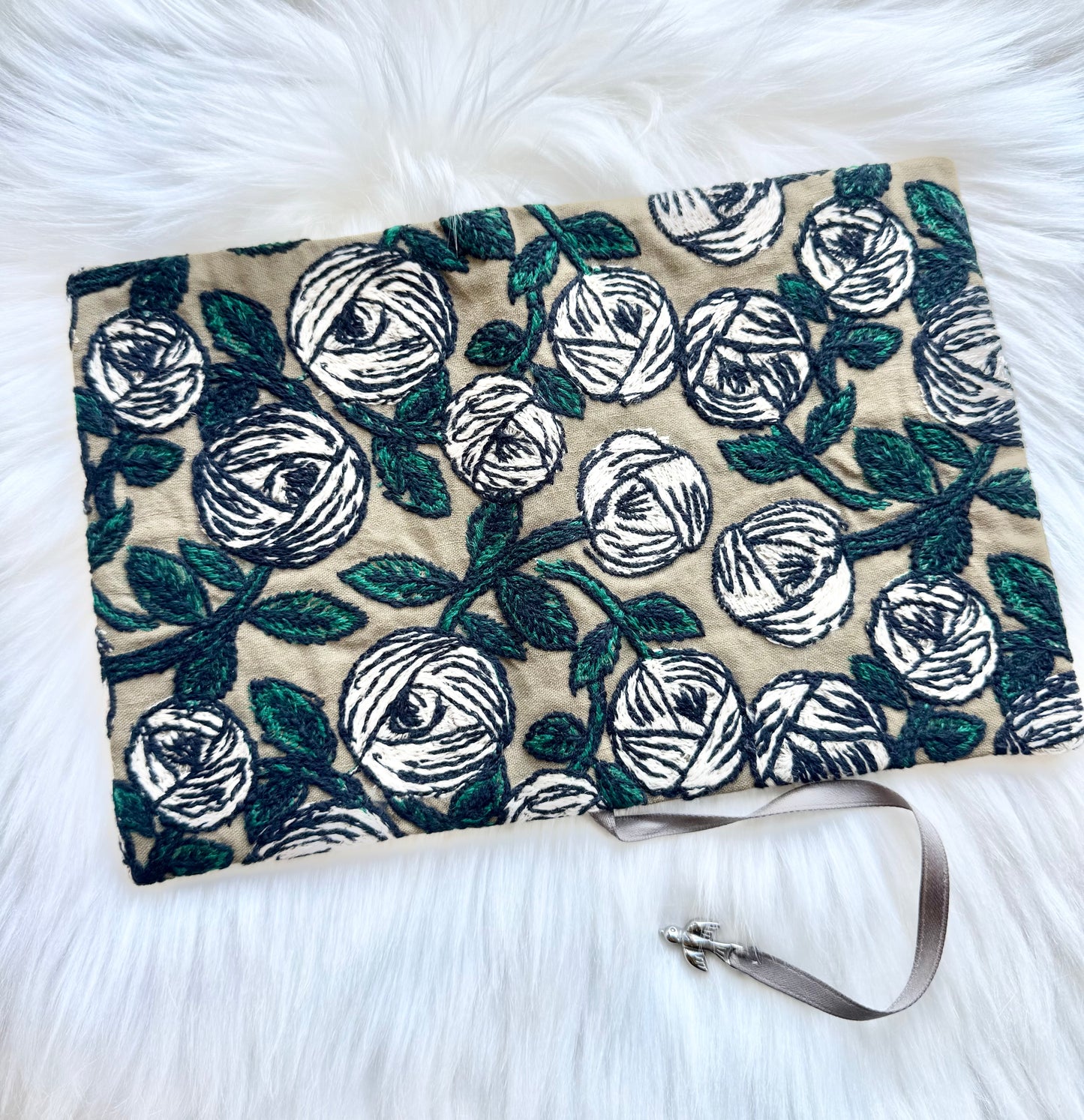 ESH Exclusive Collection - Rosy Embroidery | Notebook Pouch/ Cover | Handmade Products | mina perhonen Fabric