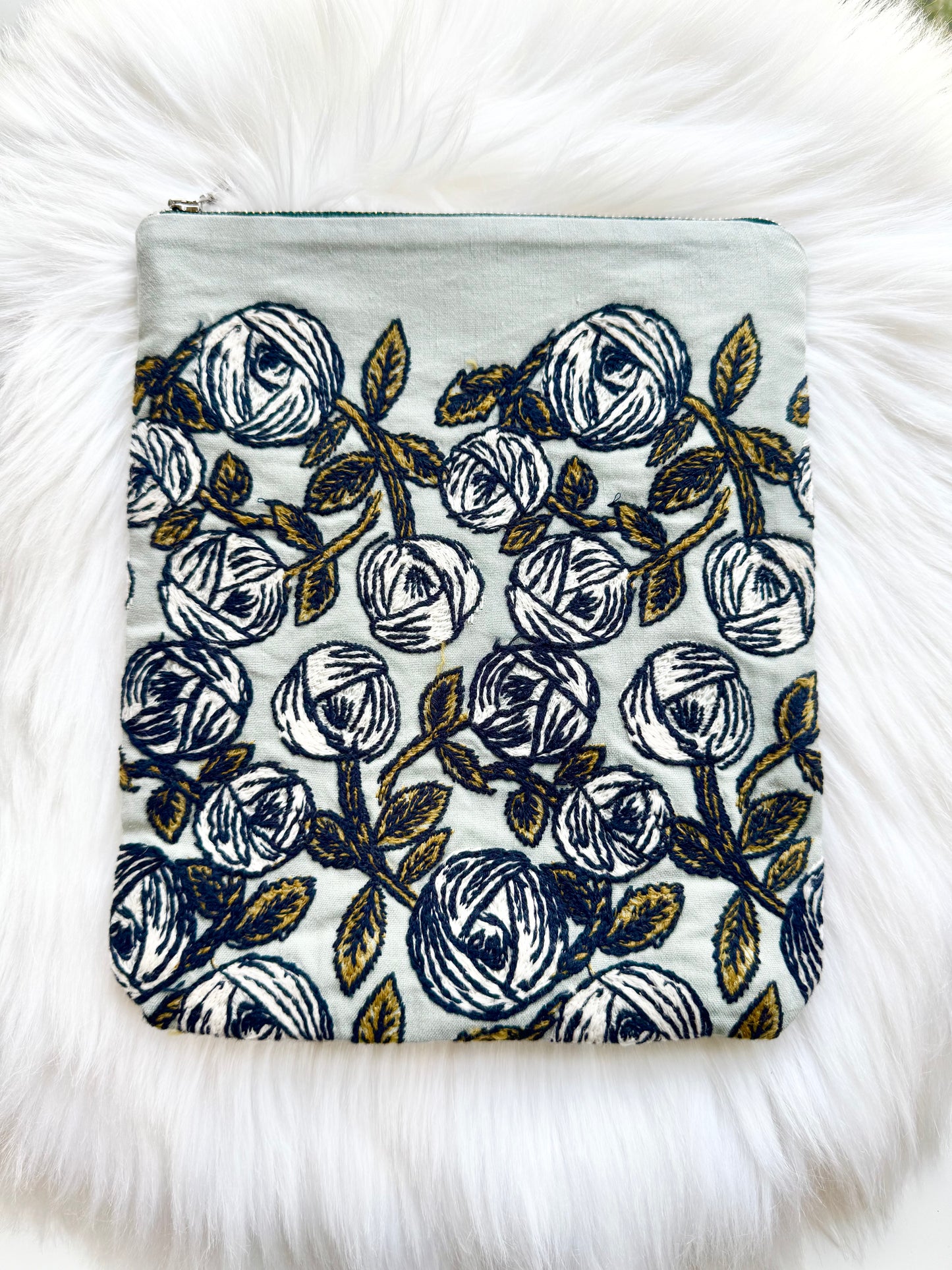 ESH Exclusive Collection - Rosy Embroidery | Notebook Pouch/ Cover | Handmade Products | mina perhonen Fabric