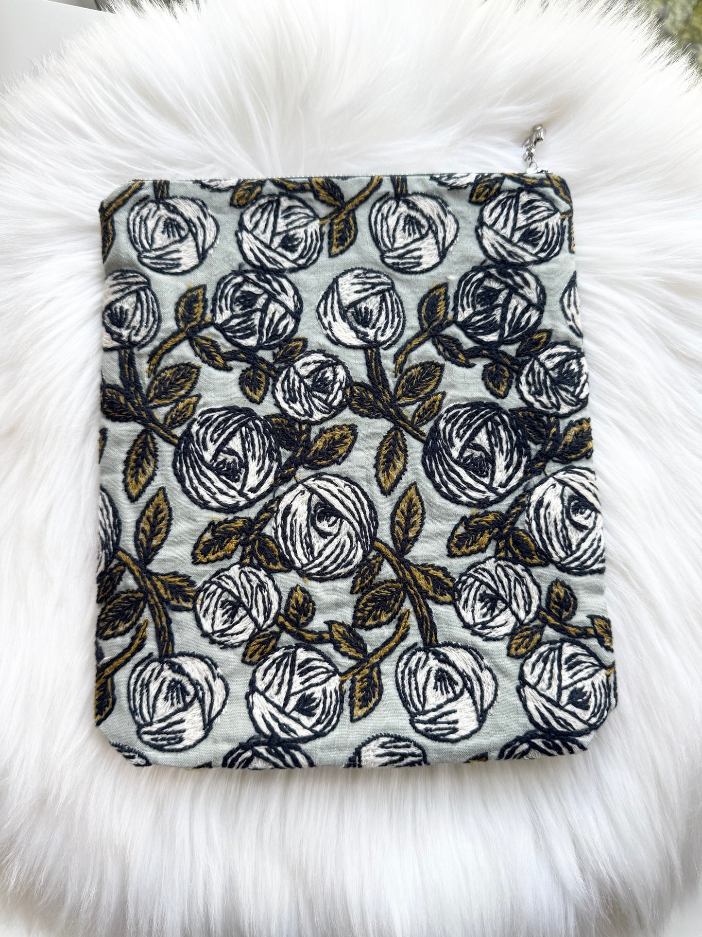 ESH Exclusive Collection - Rosy Embroidery | Notebook Pouch/ Cover | Handmade Products | mina perhonen Fabric