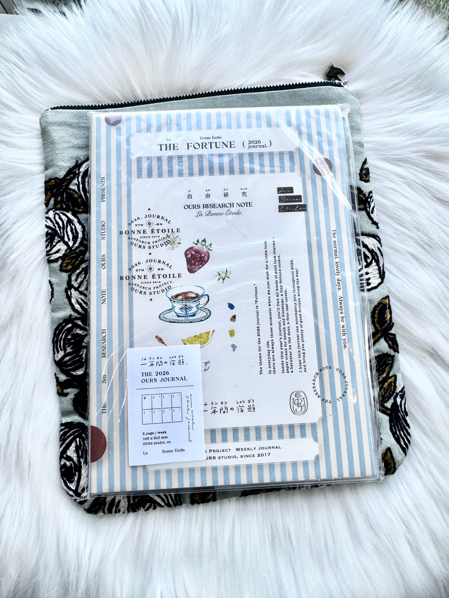 ESH Exclusive Collection - Rosy Embroidery | Notebook Pouch/ Cover | Handmade Products | mina perhonen Fabric