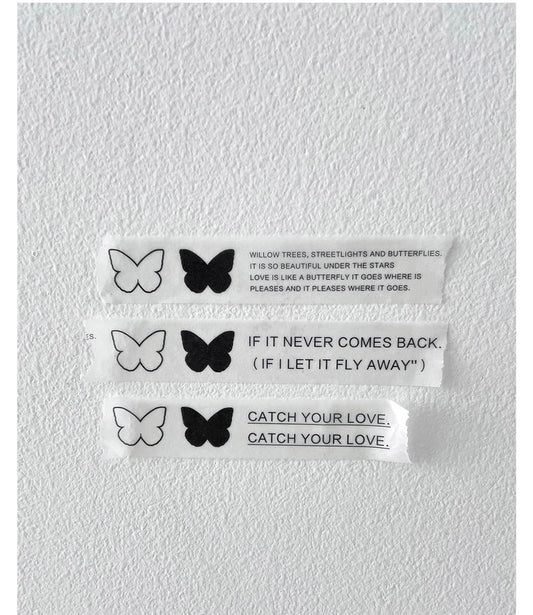 NABI - Butterfly and Words | 1.2cm Washi Tape | NO Release Paper