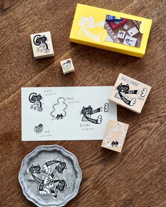 NEW! Sycolexxx - Ugly Cat 6.0 | Taking Photos | 4pc Stamp Set | Rubber Stamp
