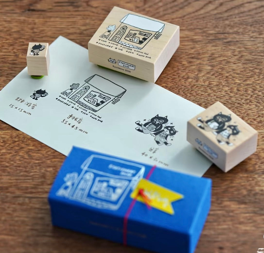 NEW! Sycolexxx - Ugly Cat 6.0 | Stationery Shop | 3pc Stamp Set | Rubber Stamps