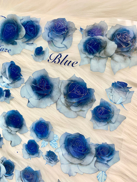 YYR - Blue Rose | 6cm Iridescent PET Tape | Release Paper