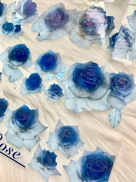 YYR - Blue Rose | 6cm Iridescent PET Tape | Release Paper