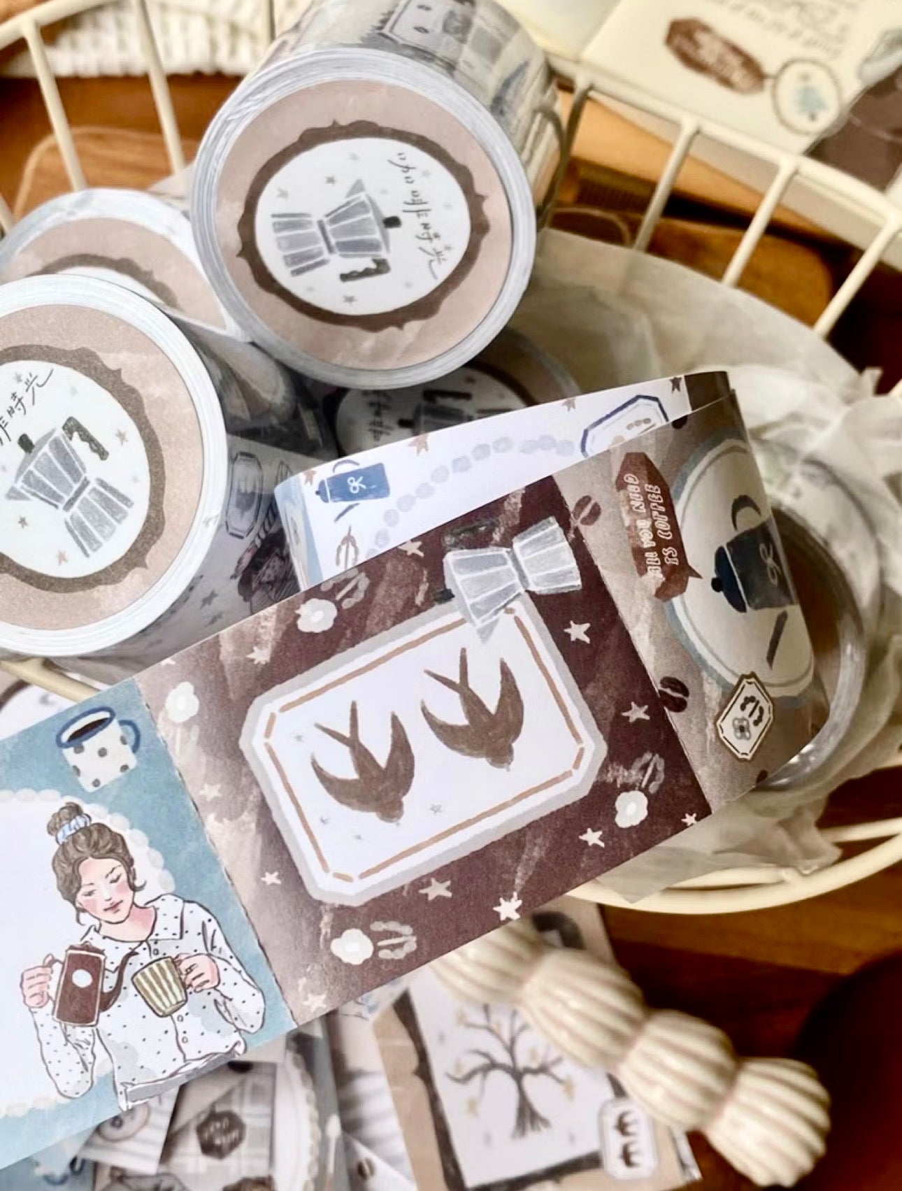 NEW! Cozyroom - Coffee Time | 4cm Sticker Memo Roll | Release Paper | 5M