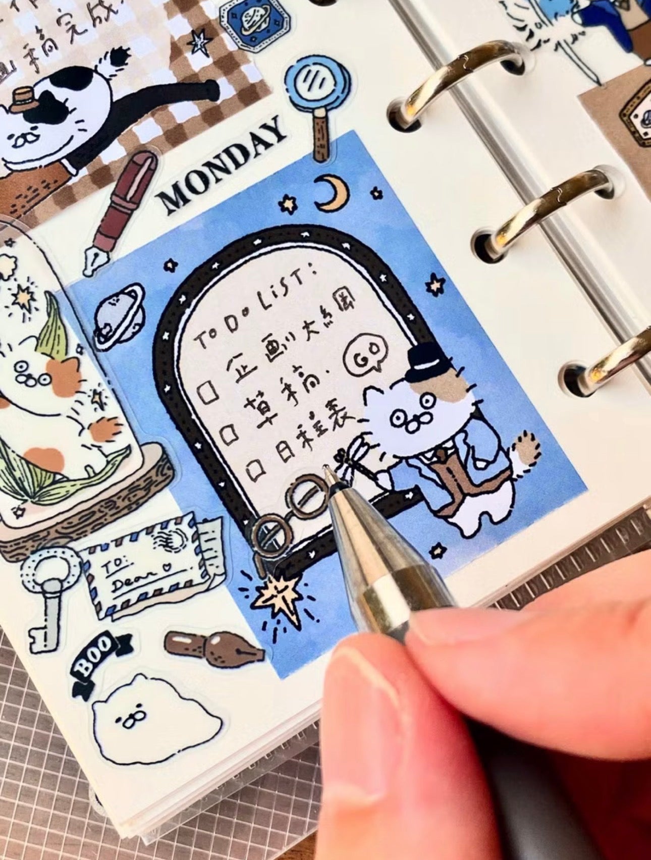 NEW! 3 Little Cat - Cat Antique Shop | 4cm Sticker Memo Roll | Release Paper | 5M