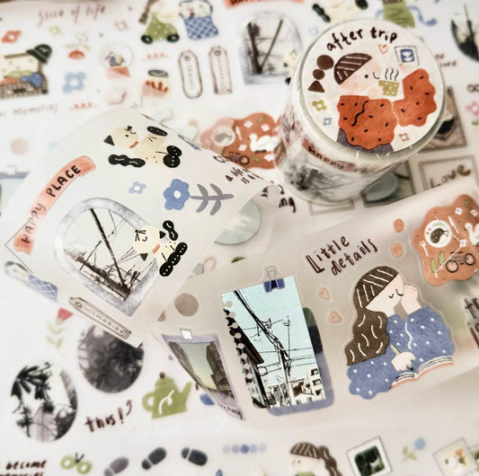Journal Pages X Haba _ Megumi X Rabch - After Trip | Kiss-cut | 6cm Matte Tape | Release Paper