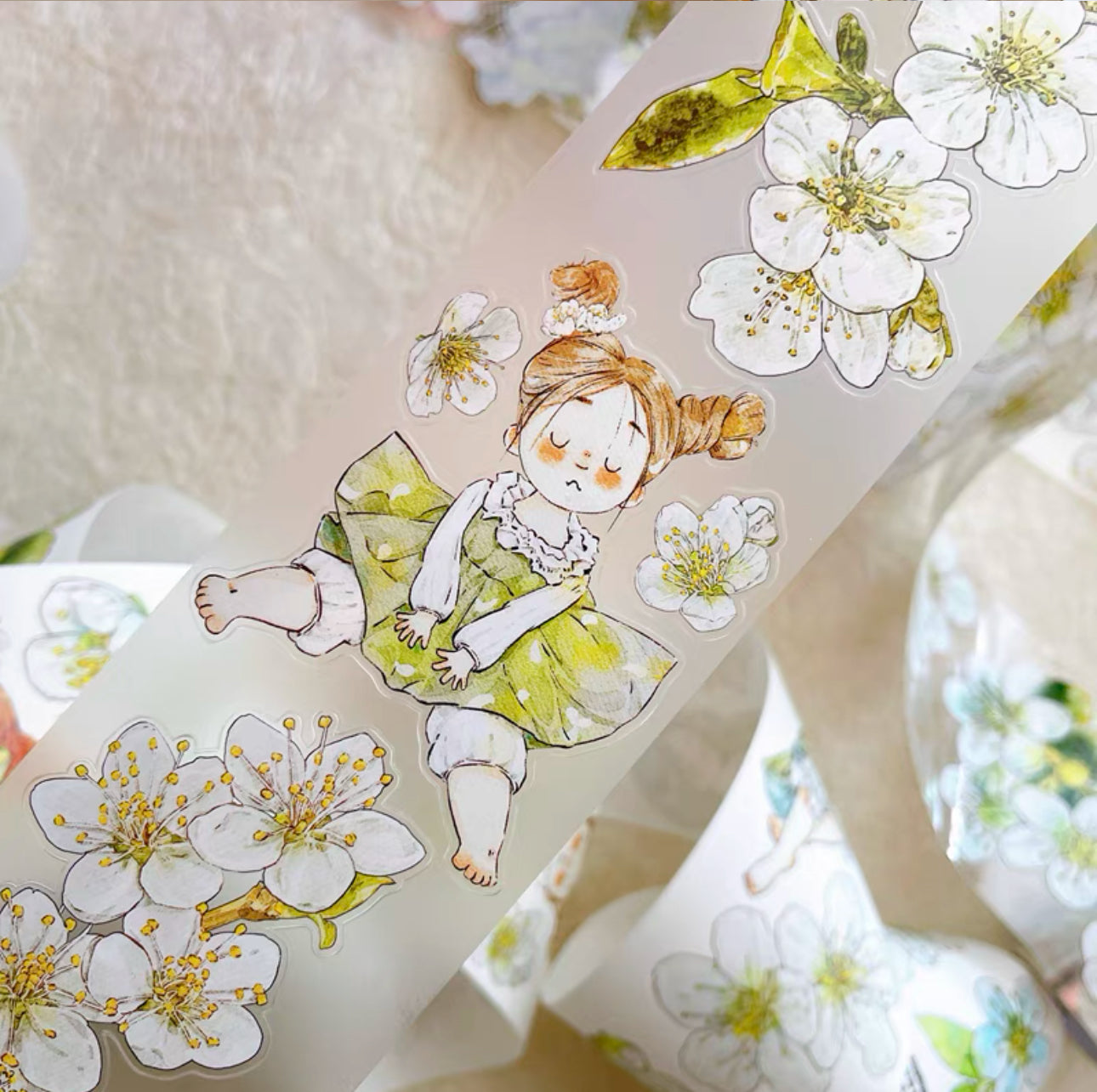 NEW! DingDing - A35 Pear Blossom | Kiss-cut | 6cm Matte PET Tape | Release Paper | 5M