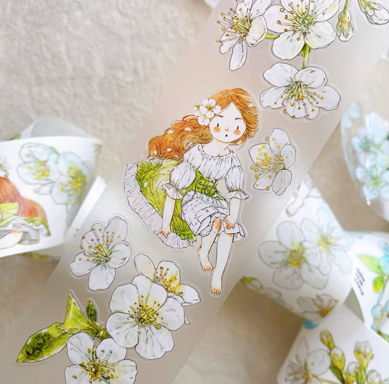 NEW! DingDing - A35 Pear Blossom | Kiss-cut | 6cm Matte PET Tape | Release Paper | 5M