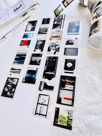 Two Raccoons - Silent Film Glow| 4cm Kiss-cut Tape |  Release Paper | 5M