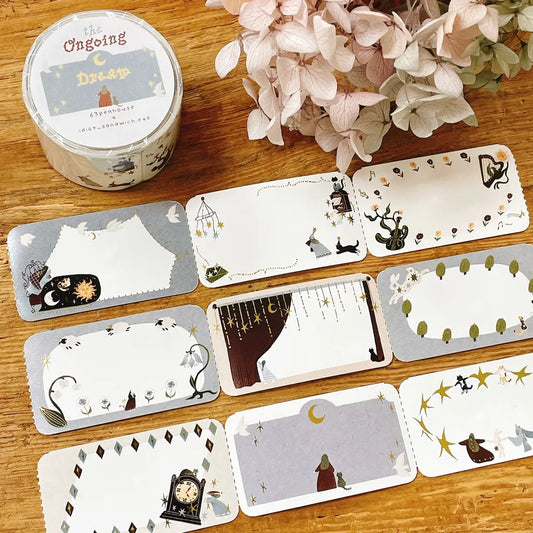 NEW! Idiot_sandwich X 63penhouse - The Ongoing Dream | Gold Foil | 3cm Memo Sticker Roll |  Release Paper | 5M