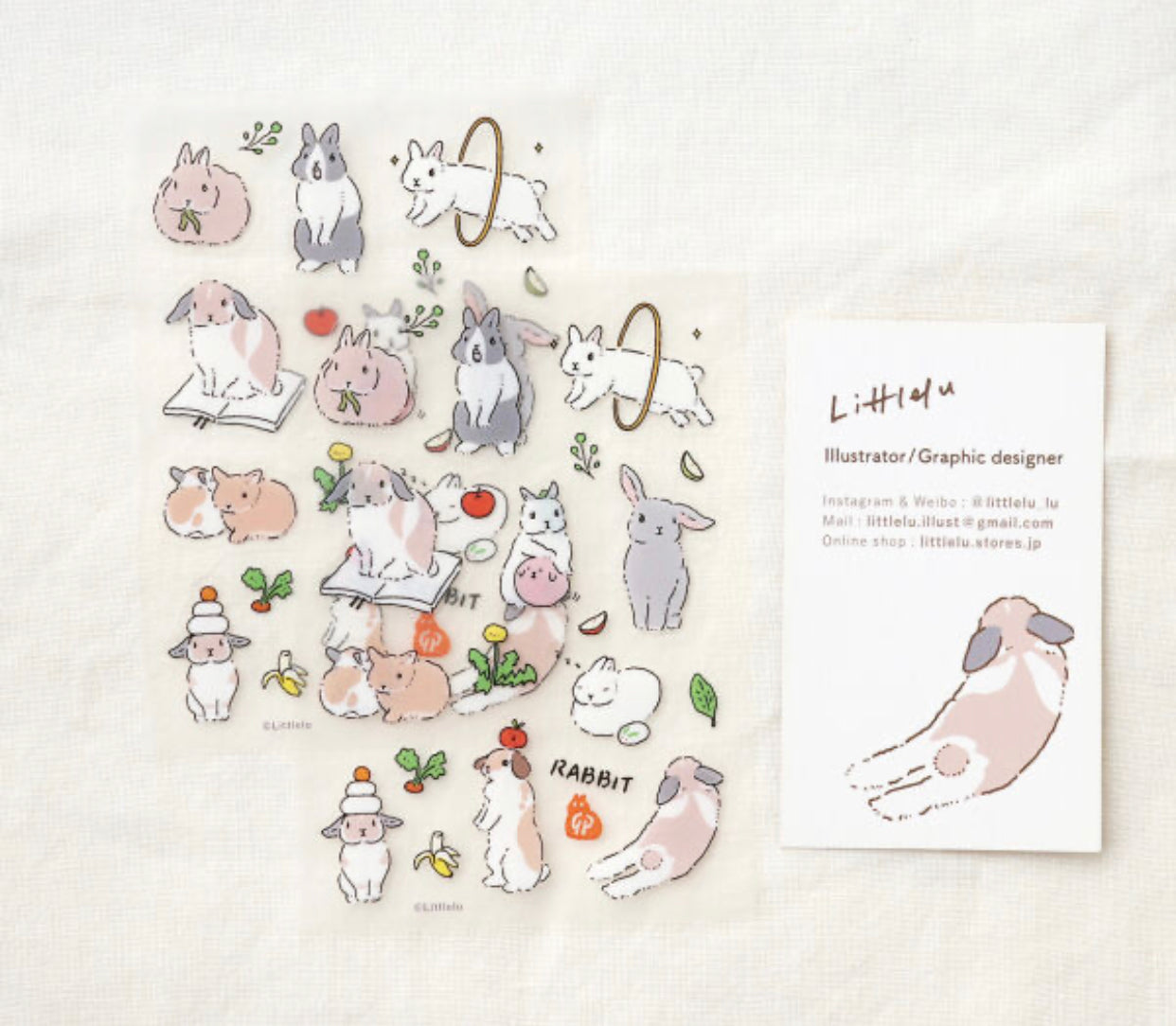 Littlelu - Bunny | 2 Sheets Sticker | PET Die Cut |