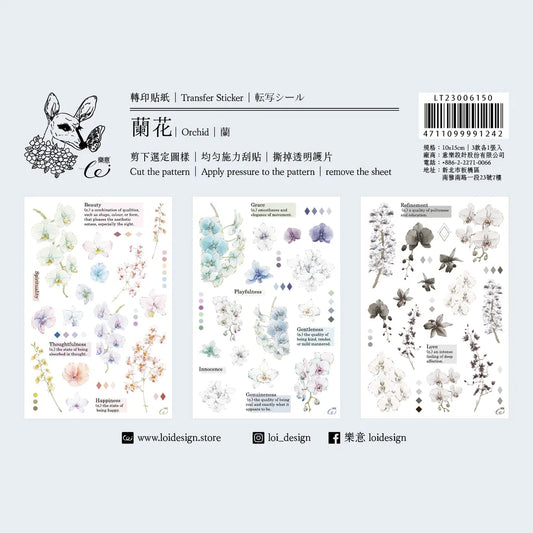 New Loidesign - Orchid | 3 Sheets | Rub On Sticker