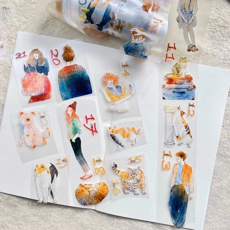 NEW! DingDing - 365 Days | Kiss-cut Tape Set |  Release Paper | 8 Rolls Set | 1 Set of free Calendar postcards