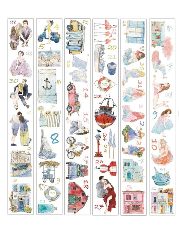 NEW! DingDing - 365 Days | Kiss-cut Tape Set |  Release Paper | 8 Rolls Set | 1 Set of free Calendar postcards