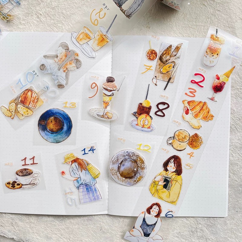 NEW! DingDing - 365 Days | Kiss-cut Tape Set |  Release Paper | 8 Rolls Set | 1 Set of free Calendar postcards