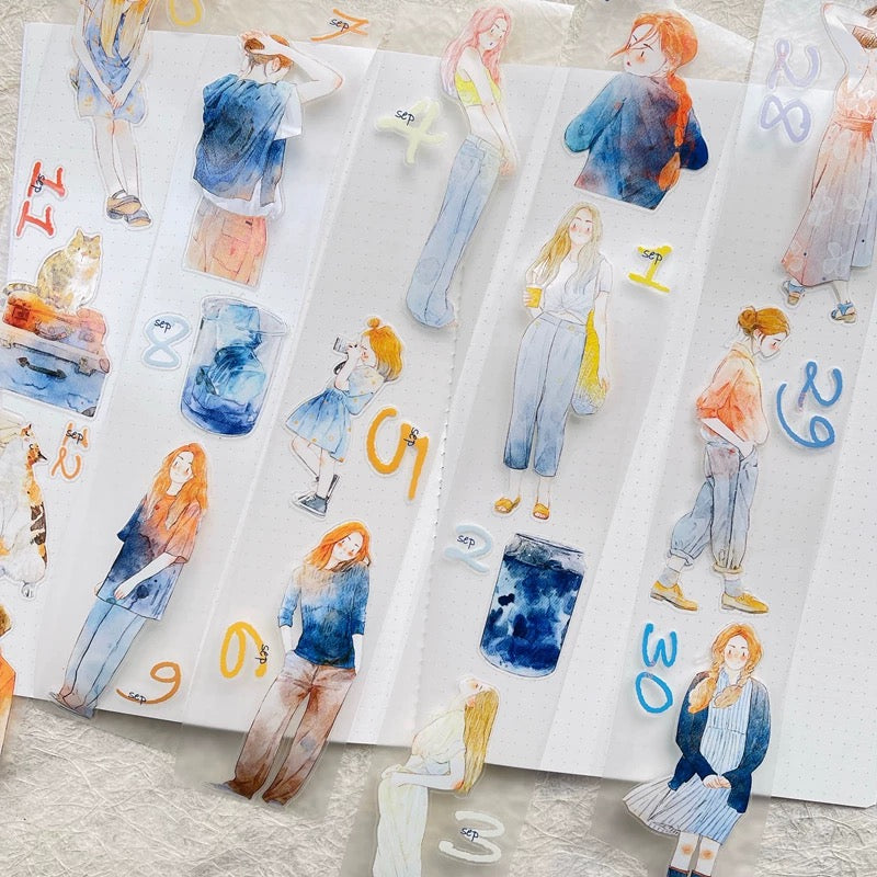 NEW! DingDing - 365 Days | Kiss-cut Tape Set |  Release Paper | 8 Rolls Set | 1 Set of free Calendar postcards