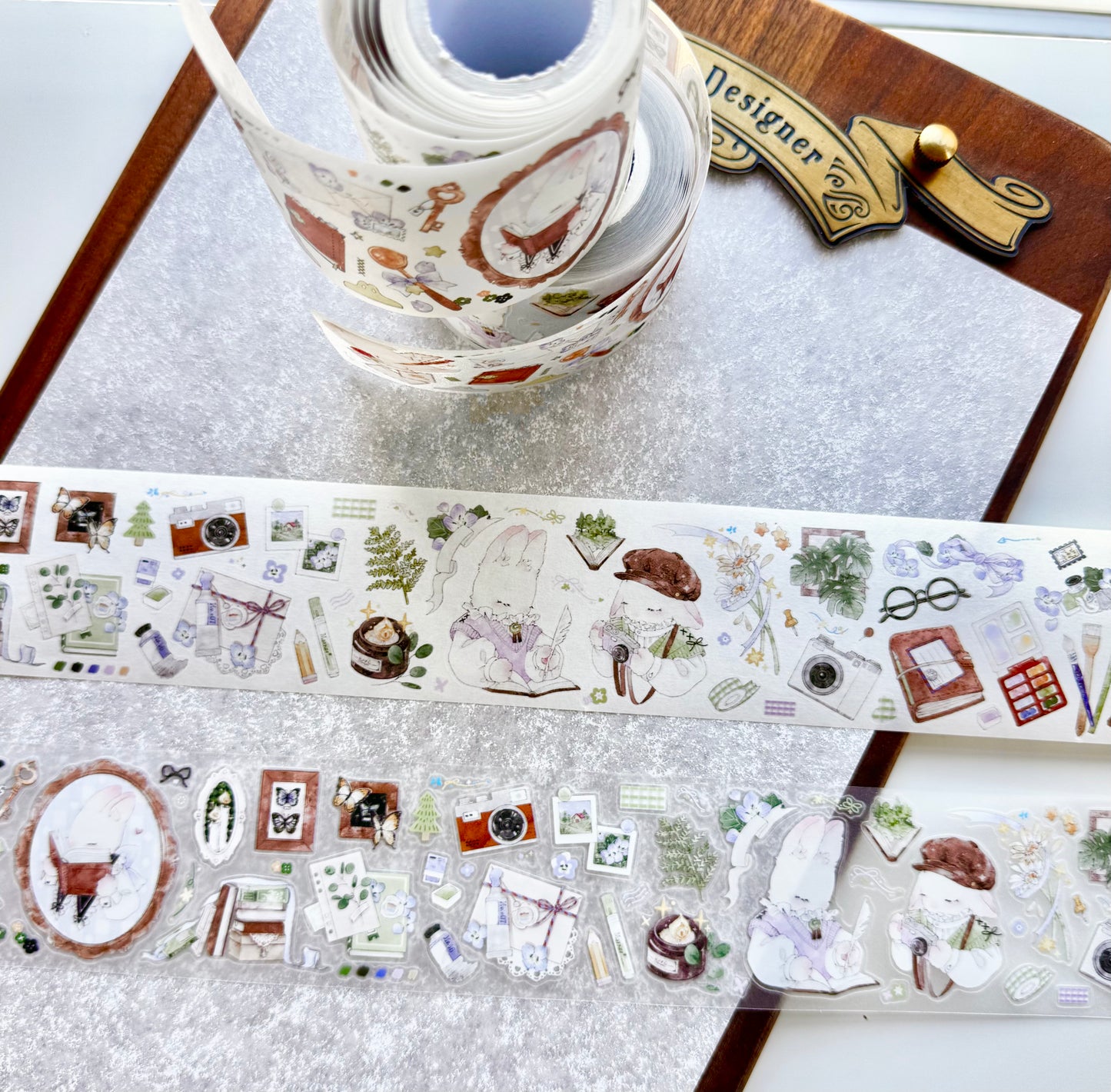 NEW! Sweet Pear Studio - Bunny Stationery Store | Kiss-cut | 5cm Glitter PET Tape | Release Paper | 5M