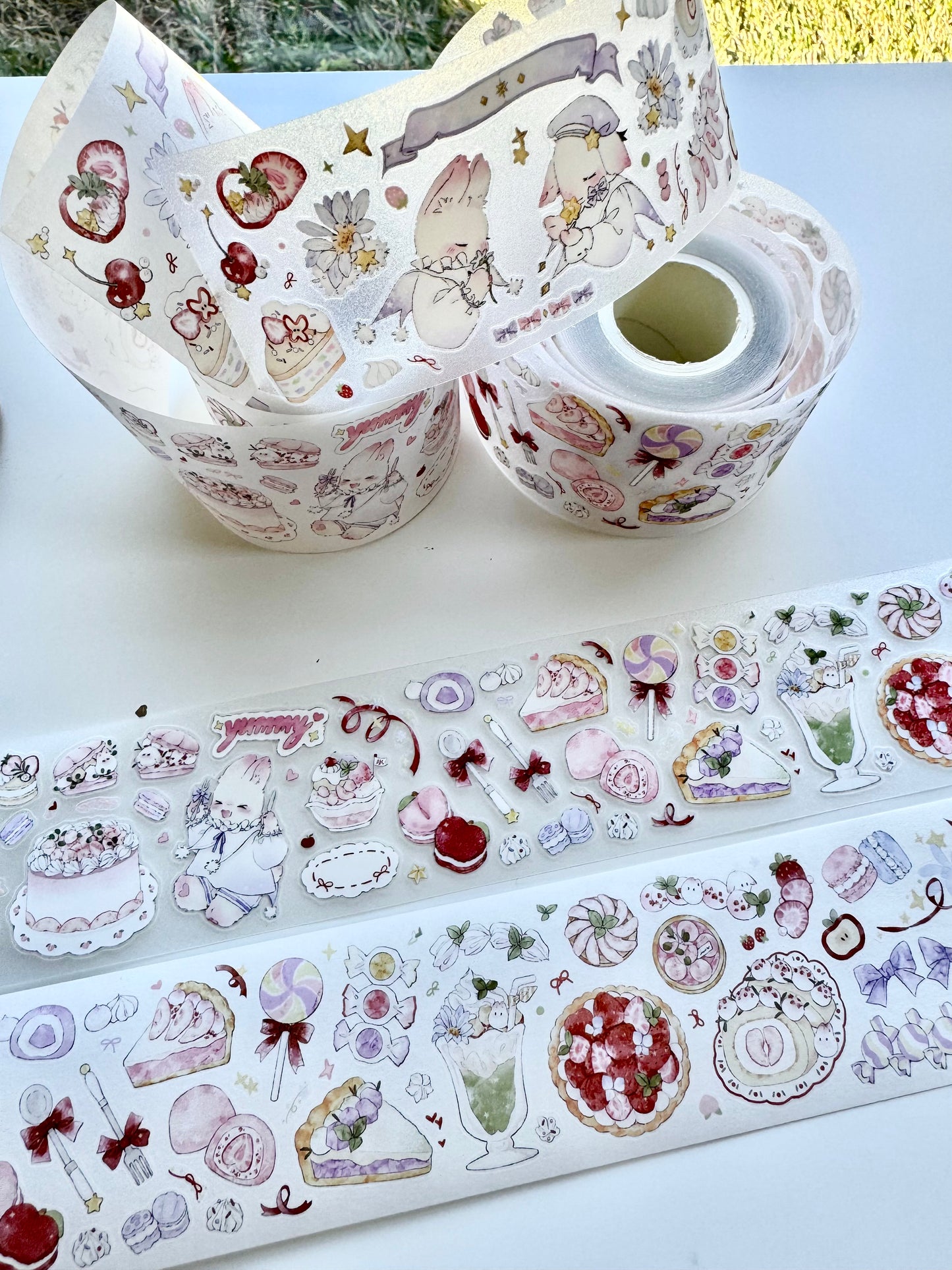 NEW! Sweet Pear Studio - Bunny Sweets | Kiss-cut | 5cm Glitter PET Tape | Release Paper | 5M