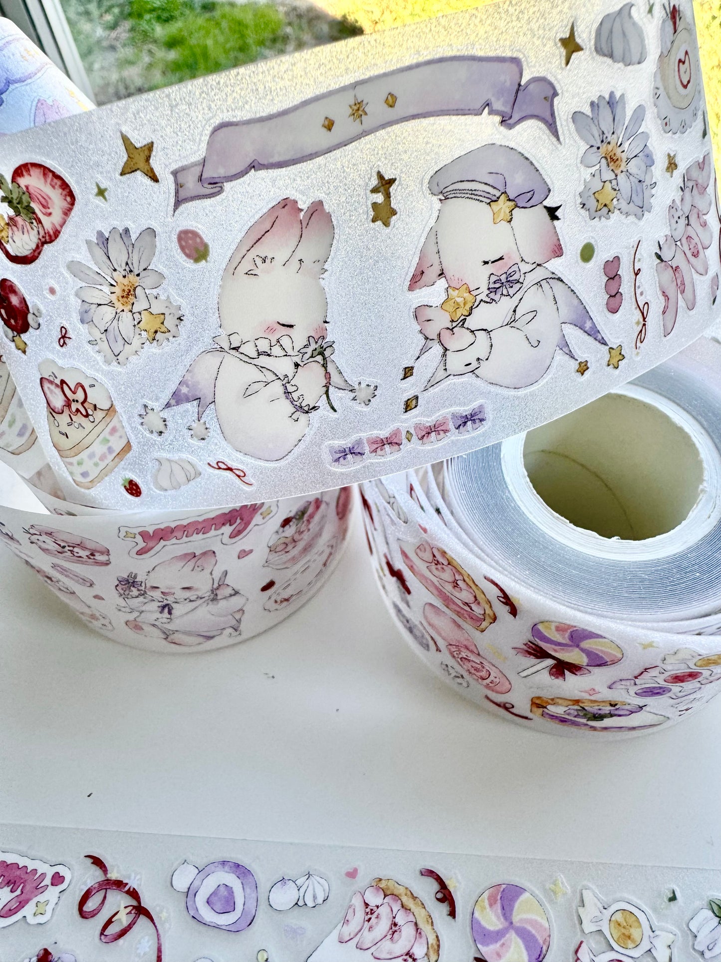 NEW! Sweet Pear Studio - Bunny Sweets | Kiss-cut | 5cm Glitter PET Tape | Release Paper | 5M