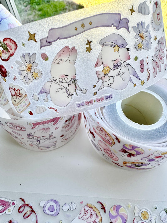 NEW! Sweet Pear Studio - Bunny Sweets | Kiss-cut | 5cm Glitter PET Tape | Release Paper | 5M