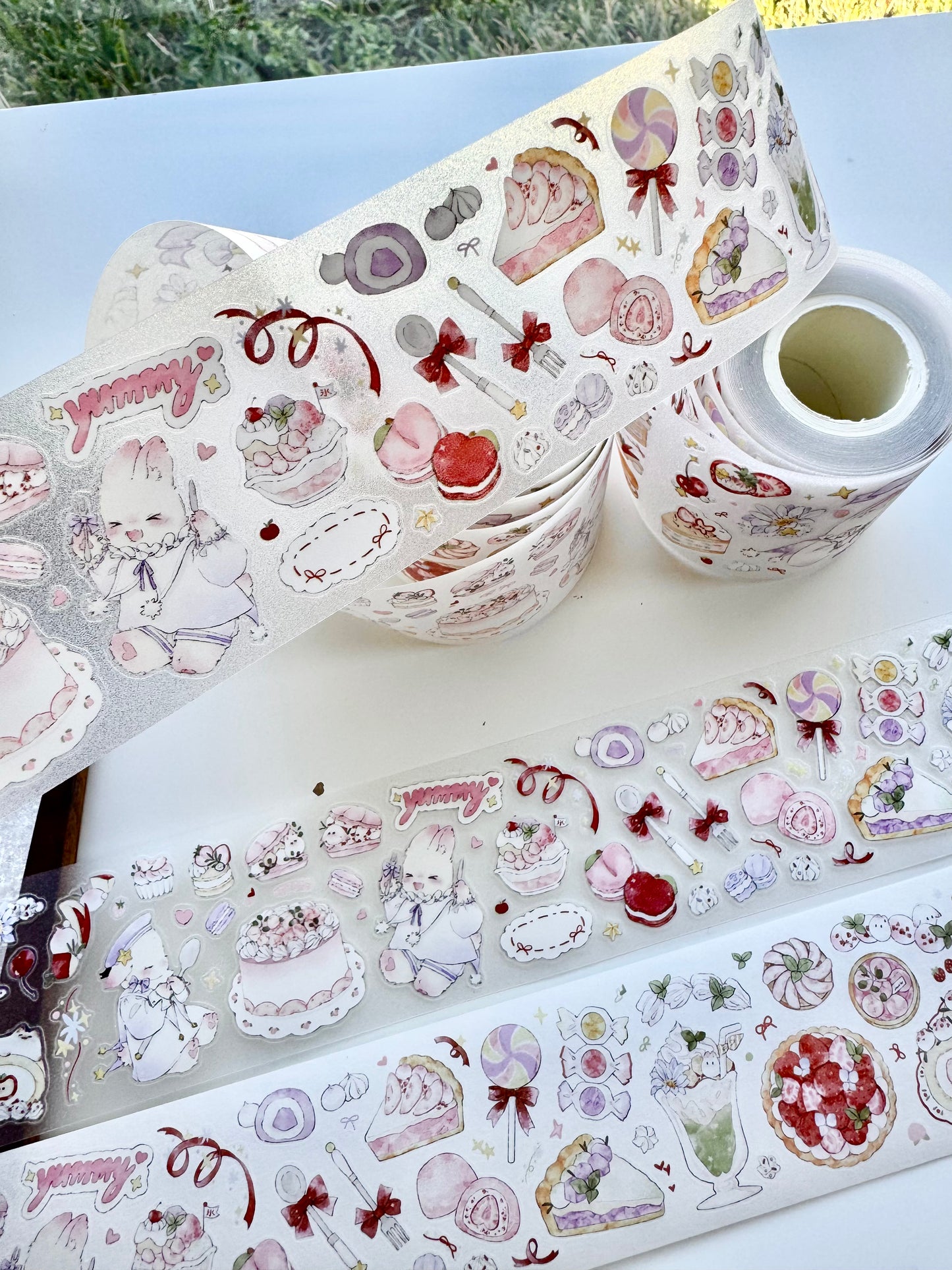 NEW! Sweet Pear Studio - Bunny Sweets | Kiss-cut | 5cm Glitter PET Tape | Release Paper | 5M