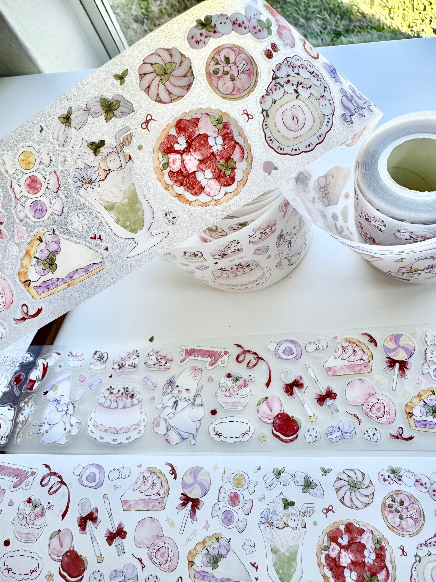 NEW! Sweet Pear Studio - Bunny Sweets | Kiss-cut | 5cm Glitter PET Tape | Release Paper | 5M