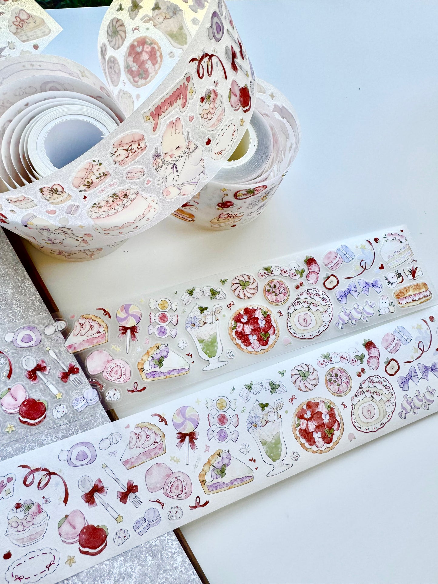 NEW! Sweet Pear Studio - Bunny Sweets | Kiss-cut | 5cm Glitter PET Tape | Release Paper | 5M