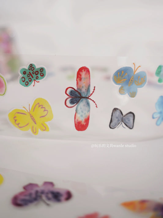 NEW! Wanle Studio (Wongyuanle) - vol.8 Rainbow Butterflies | 5cm Die Cut Tape |  Release Paper
