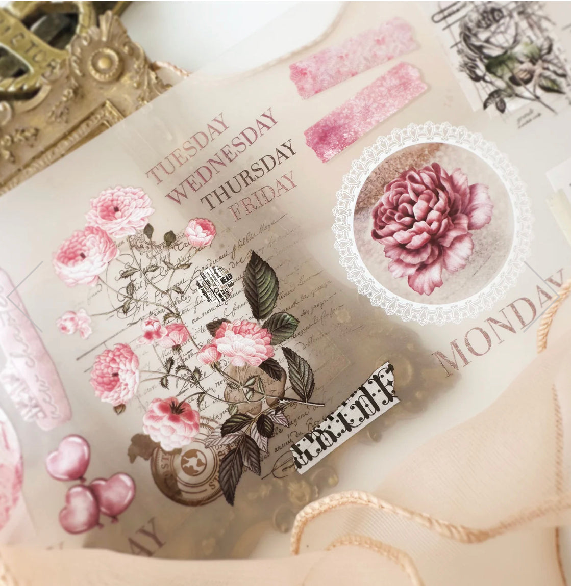 Journal Pages - Pink Blush | 7.5cm PET Tape | Release Paper